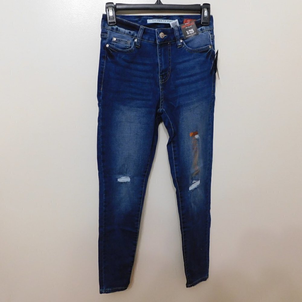JR114 Celebrity Pink Blue The Glam Curvy-Fit Skinny Jeans Size 1 / 25 x 27
